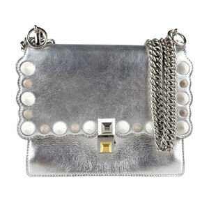 FENDI White Leather Shoulder Bag